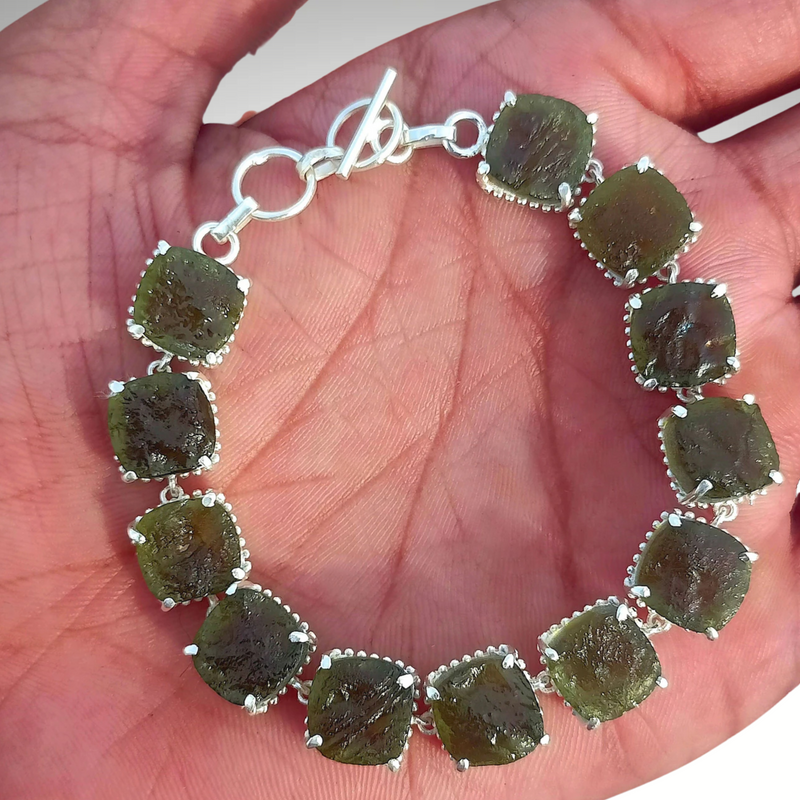 Real Moldavite Bracelet Czech Moldavite Bracelet Moldavite