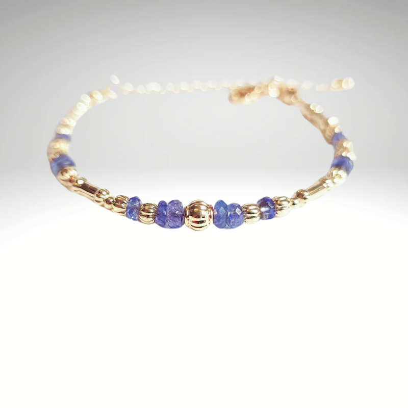 Tanzanite bracelet gem quality minimalist in gold filled delicate bracelet unique model