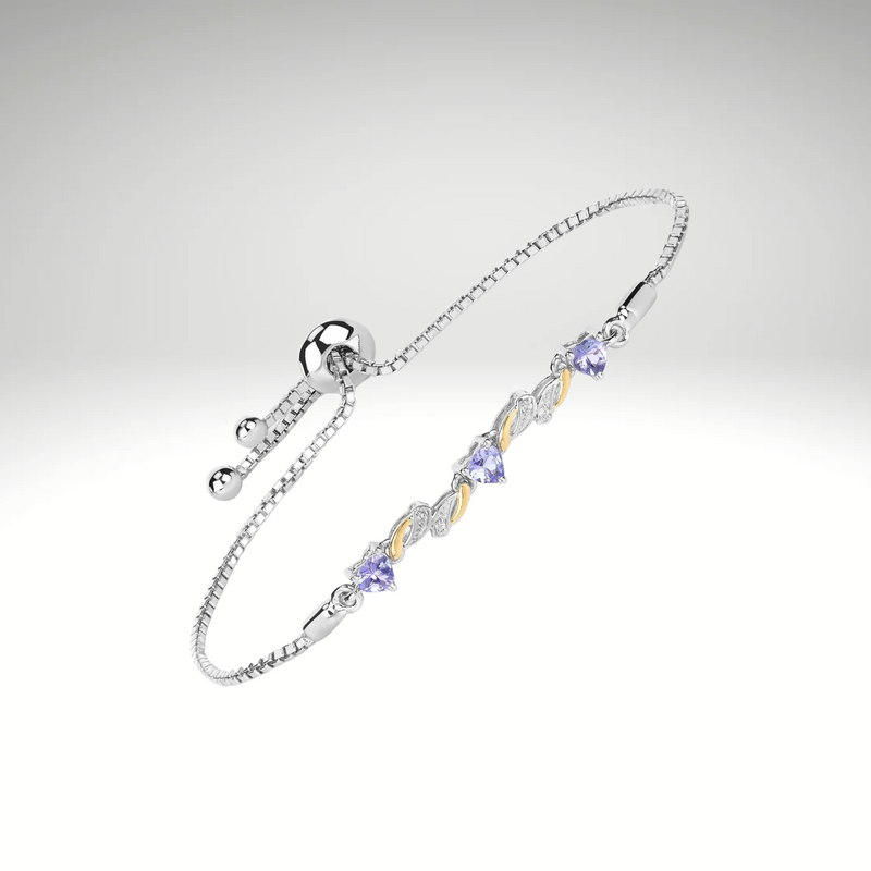 Tanzanite Bracelet, Genuine Tanzanite and White Sapphire Two-Tone