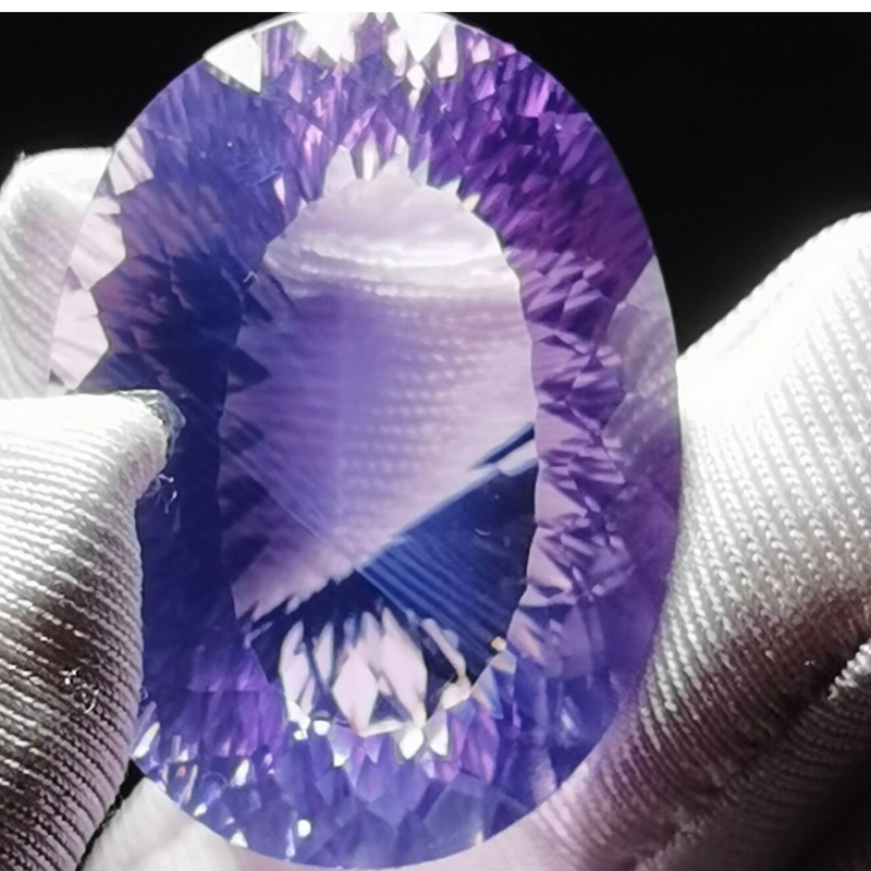 Rare Natural Brazilian Purple Lavender Moon Faceted Crystal Quartz Cabochon Healing Reiki Energy - Demon of Nepal