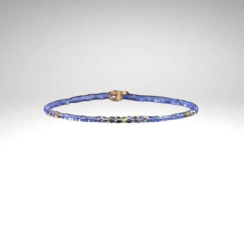 14K Solid Gold: Tanzanite Bracelet | 2-2.5mm| Genuine Natural Tanzanite