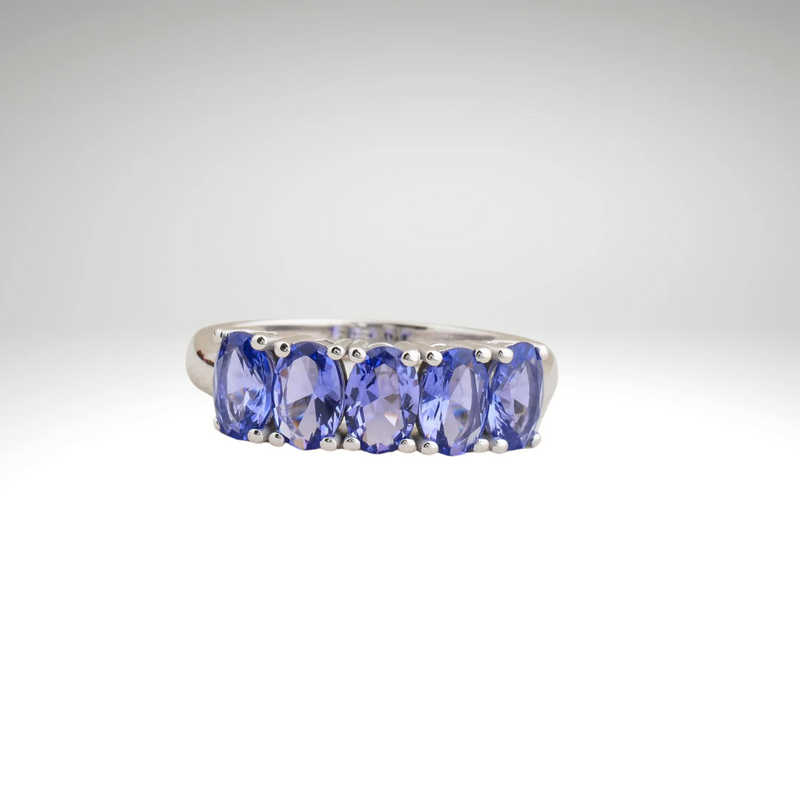 Blue Oval Cut Tanzanite Ring, Solid Gold Handmade Tanzanite Ring