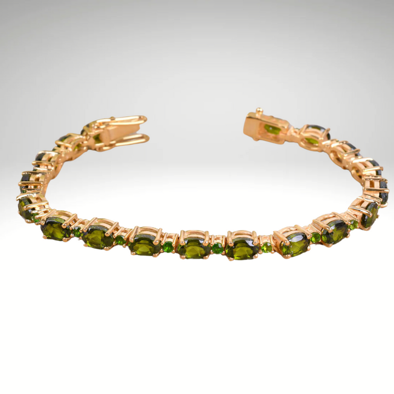 Unique Moldavite Bracelet, Tennis Bracelet, Green Gemstone Bracelet