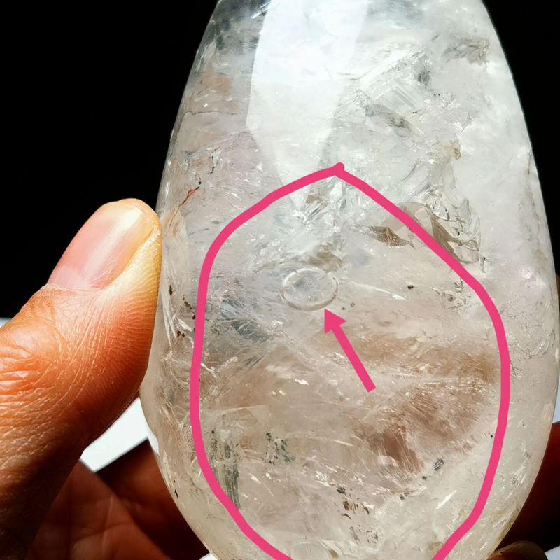 Million-year-old Tibetan quartz with 3 moving bubbles, Enhydro Healing Reiki Energy - Demon of Nepal