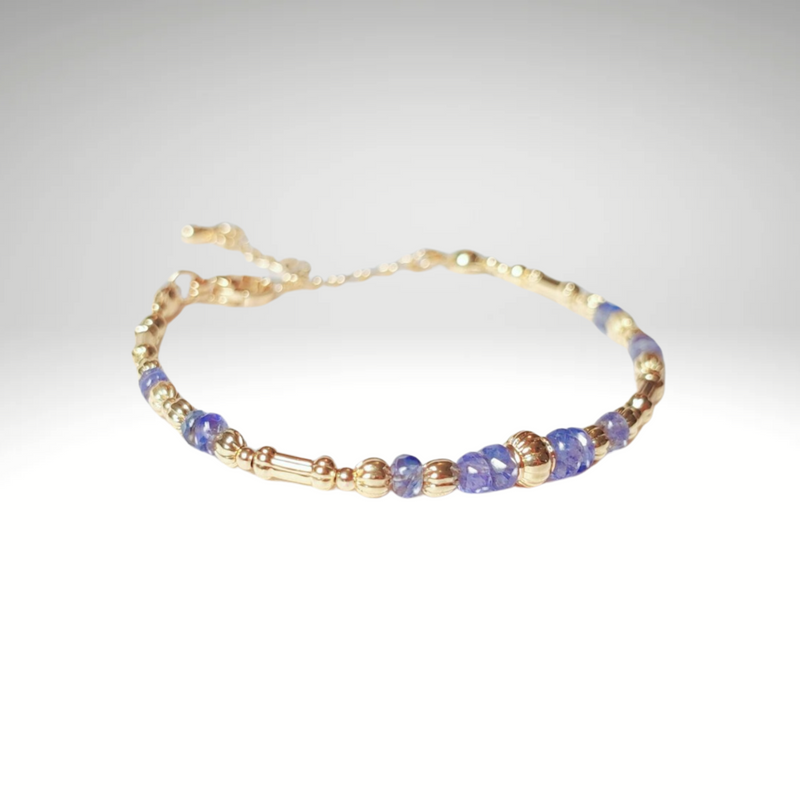 Tanzanite bracelet gem quality minimalist in gold filled delicate bracelet unique model