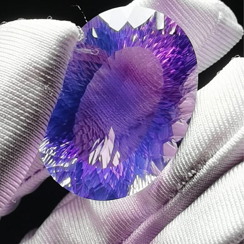 Rare Natural Brazilian Purple Lavender Moon Faceted Crystal Quartz Cabochon Healing Reiki Energy - Demon of Nepal