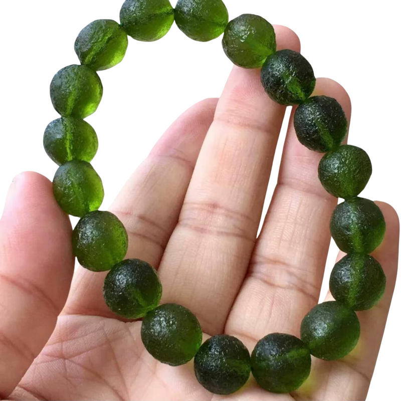 100% Natural Certified Moldavite Bracelet Of intense frequency and high vibration