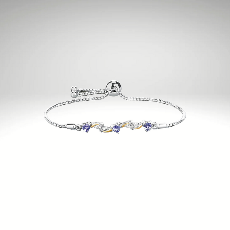 Tanzanite Bracelet, Genuine Tanzanite and White Sapphire Two-Tone