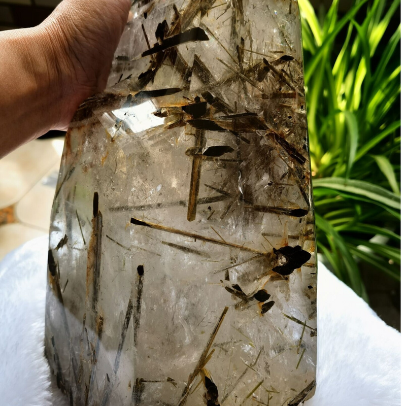 Giant Tibetan High Altitude Clear Tourmalated Crystal Quartz Healing Reiki Energy Spiritual - Demon of Nepal