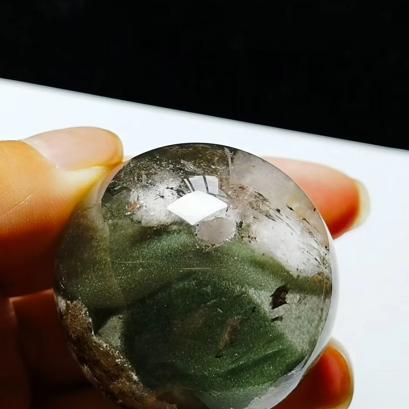 Natural Tibet High Altitude Clear Phantom Crystal Manifestaion Quartz Ball Sphere Orb Reiki Energy Spiritual - Demon of Nepal