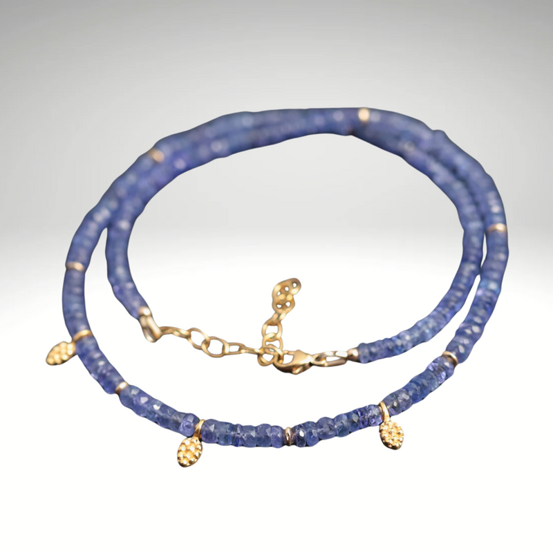 Genuine AAA Tanzanite necklace, beaded tanzanite necklace, Violet Flame Energy