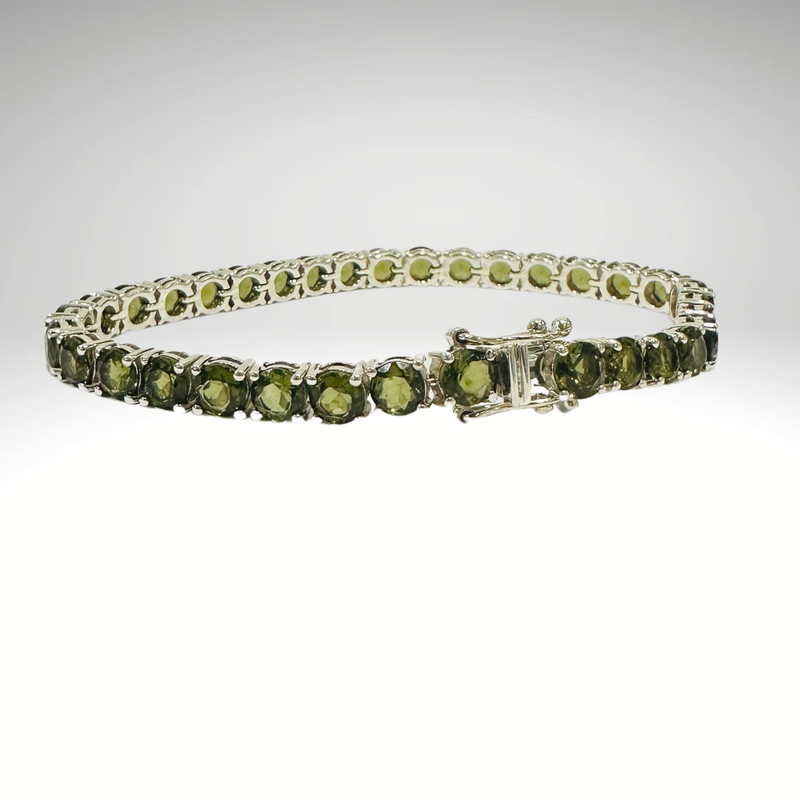 Unique Moldavite Bracelet, Tennis Bracelet, Green Gemstone Bracelet