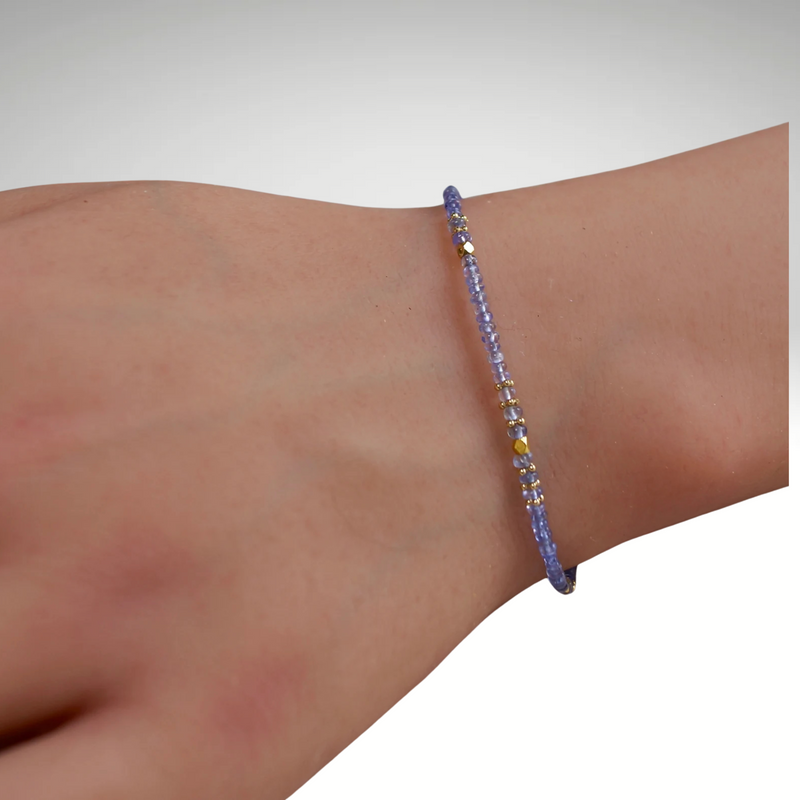 14K Solid Gold: Tanzanite Bracelet | 2-2.5mm| Genuine Natural Tanzanite