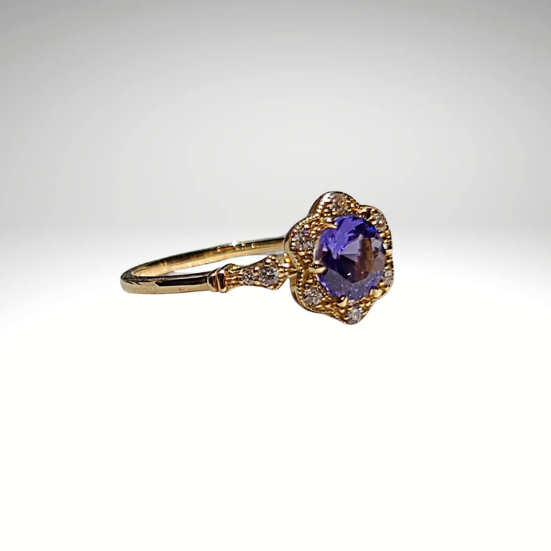 Diamond and tanzanite engagement ring in solid gold