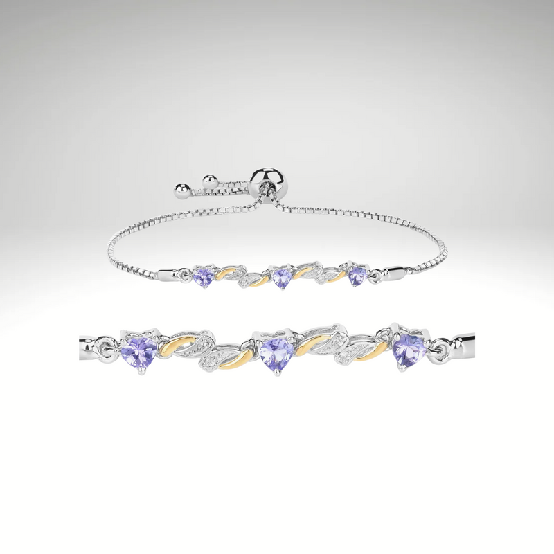 Tanzanite Bracelet, Genuine Tanzanite and White Sapphire Two-Tone