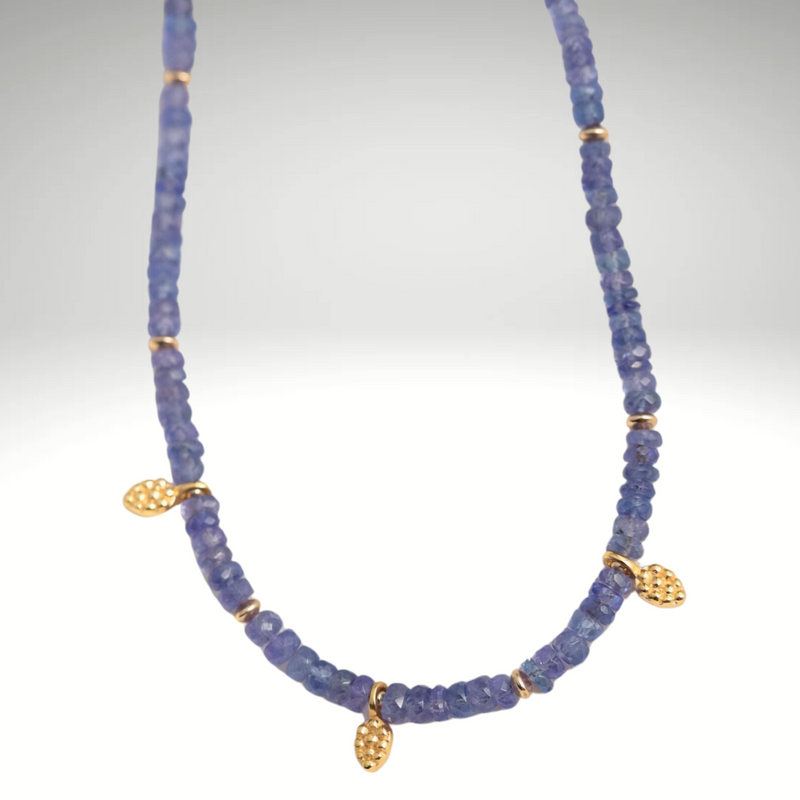 Genuine AAA Tanzanite necklace, beaded tanzanite necklace, Violet Flame Energy