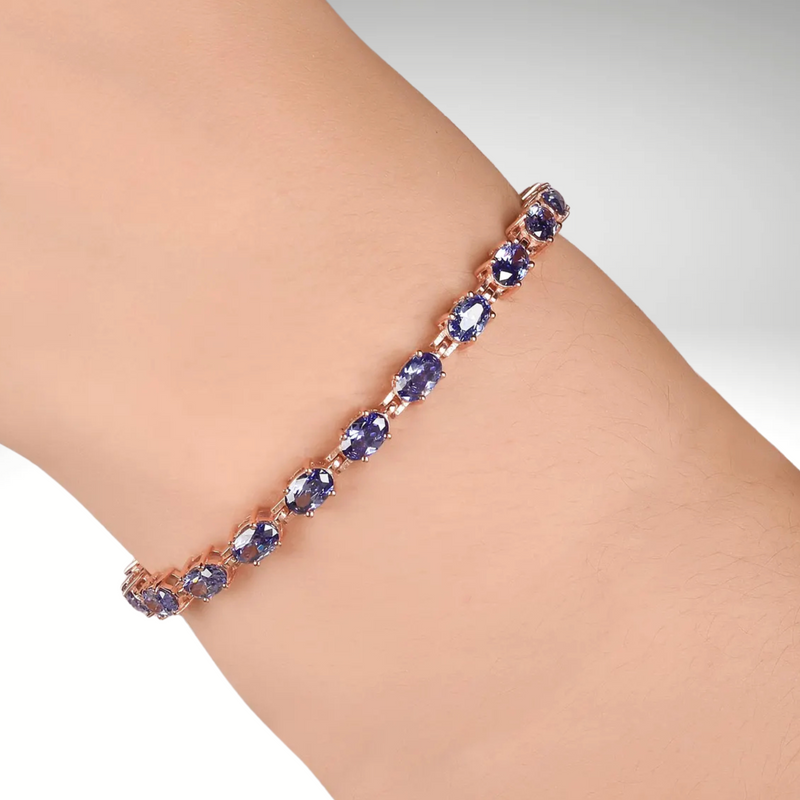 Luxury Tanzanite Tennis Bracelet - 925 Sterling Silver