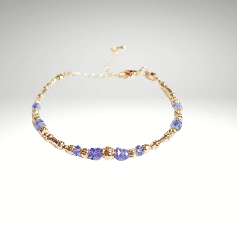 Tanzanite bracelet gem quality minimalist in gold filled delicate bracelet unique model