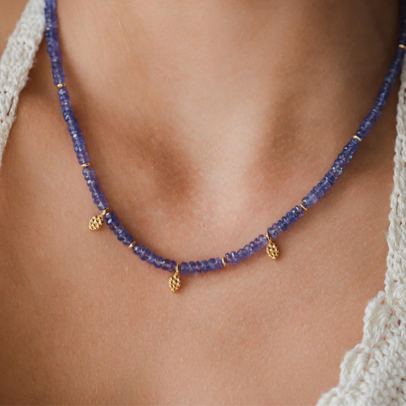 Genuine AAA Tanzanite necklace, beaded tanzanite necklace, Violet Flame Energy