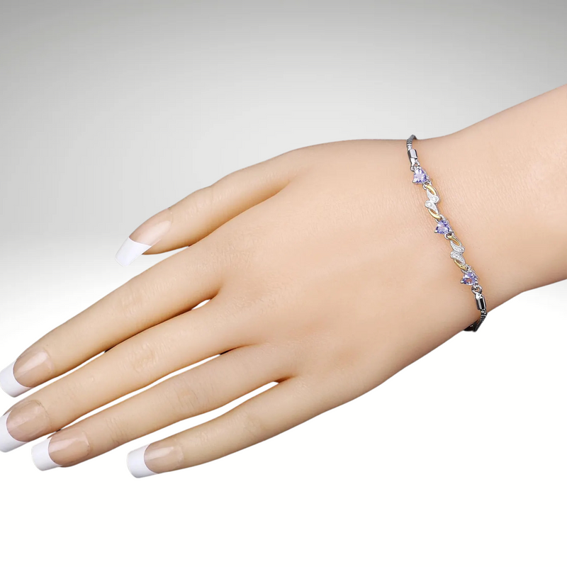 Tanzanite Bracelet, Genuine Tanzanite and White Sapphire Two-Tone