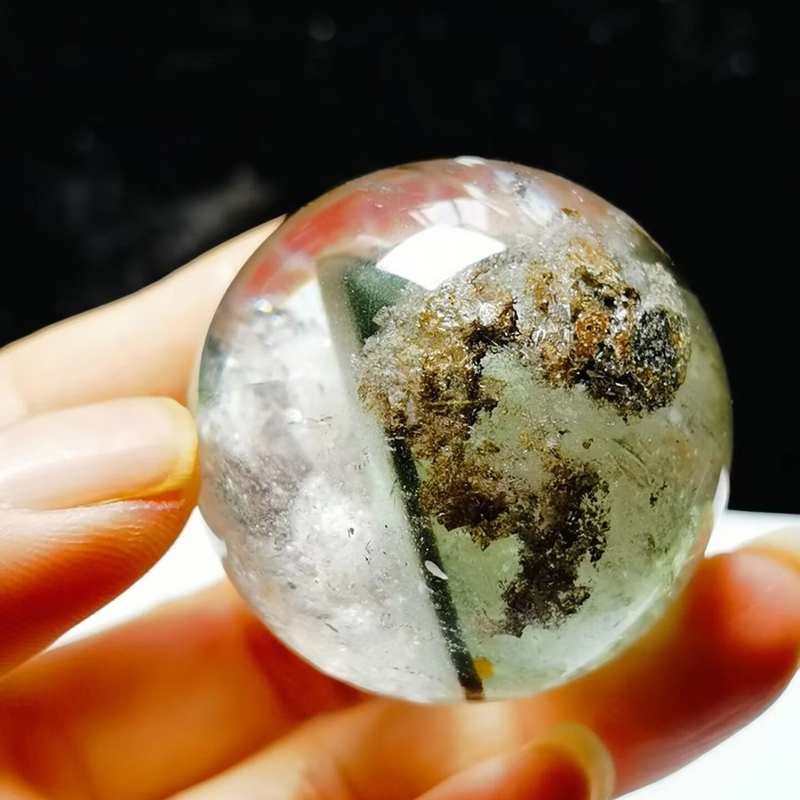 Natural Tibet High Altitude Clear Phantom Crystal Manifestaion Quartz Ball Sphere Orb Reiki Energy Spiritual - Demon of Nepal