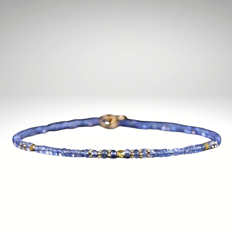 14K Solid Gold: Tanzanite Bracelet | 2-2.5mm| Genuine Natural Tanzanite