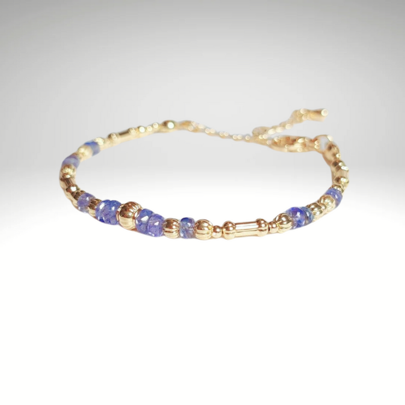 Tanzanite bracelet gem quality minimalist in gold filled delicate bracelet unique model