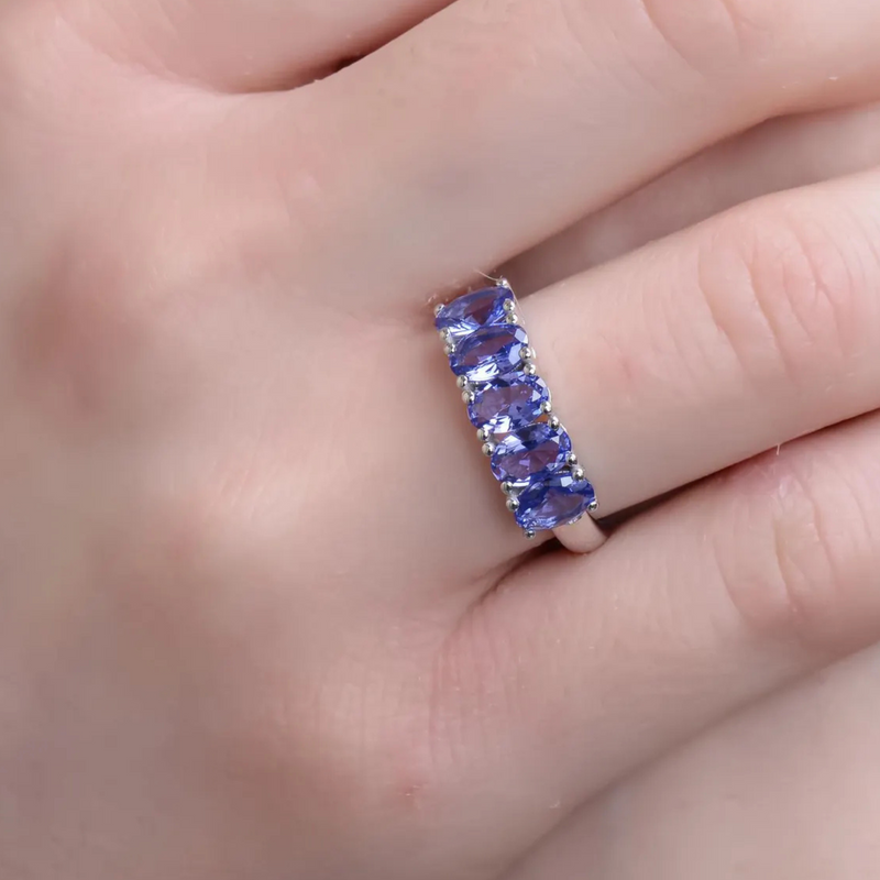 Blue Oval Cut Tanzanite Ring, Solid Gold Handmade Tanzanite Ring