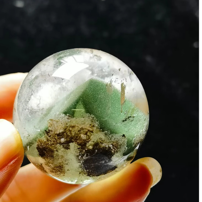 Natural Tibet High Altitude Clear Phantom Crystal Manifestaion Quartz Ball Sphere Orb Reiki Energy Spiritual - Demon of Nepal