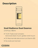 Cosrx Advanced Snail Radiance Dual Essence, Anti Aging Face Serum 80ml
