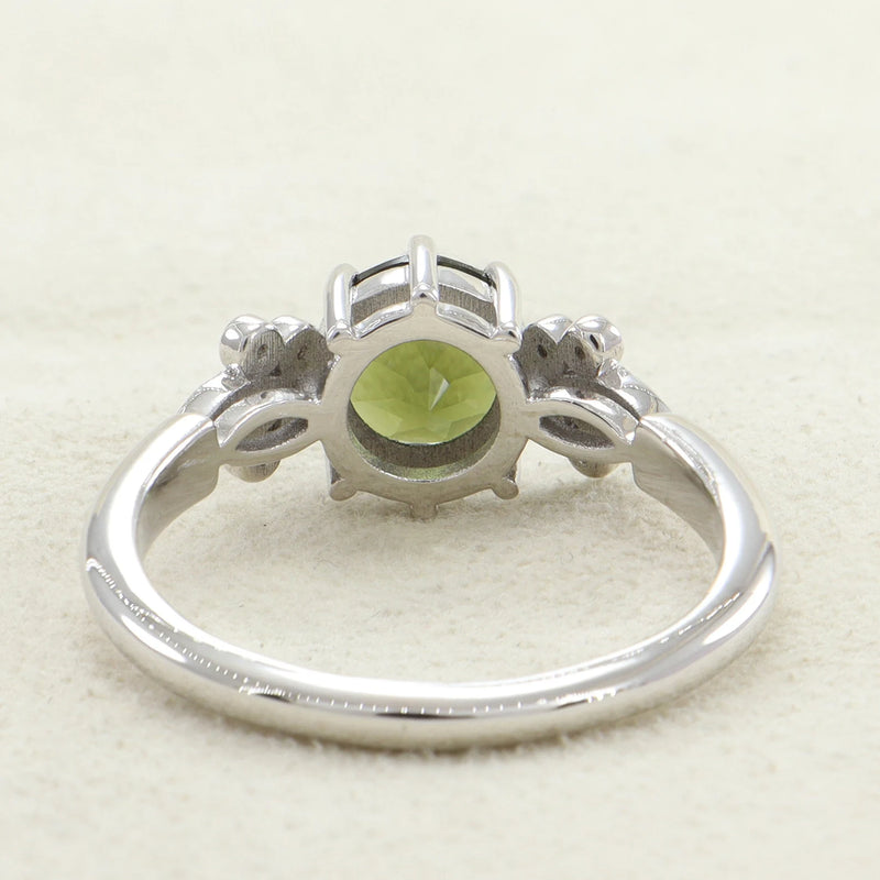 Moldavite ring, certified Czech Republic, silver, 18-carat gold plated High vibration jewelry