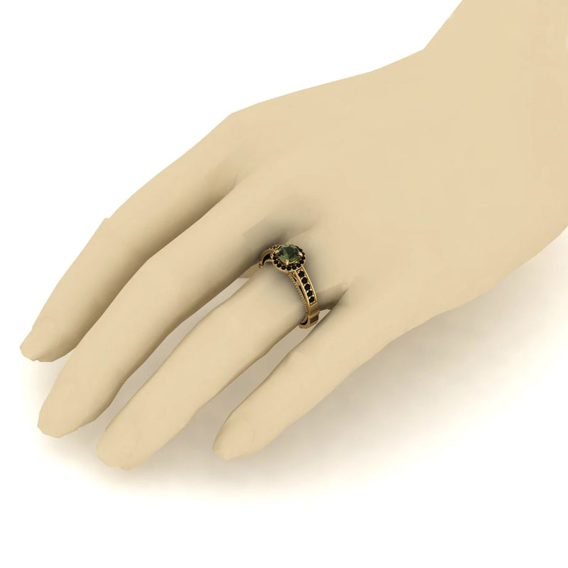 Moldavite ring, certified Czech Republic, silver, 18-carat gold plated High vibration jewelry