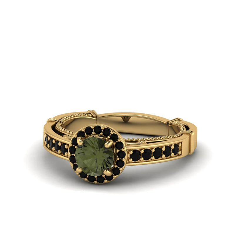 Moldavite ring, certified Czech Republic, silver, 18-carat gold plated High vibration jewelry