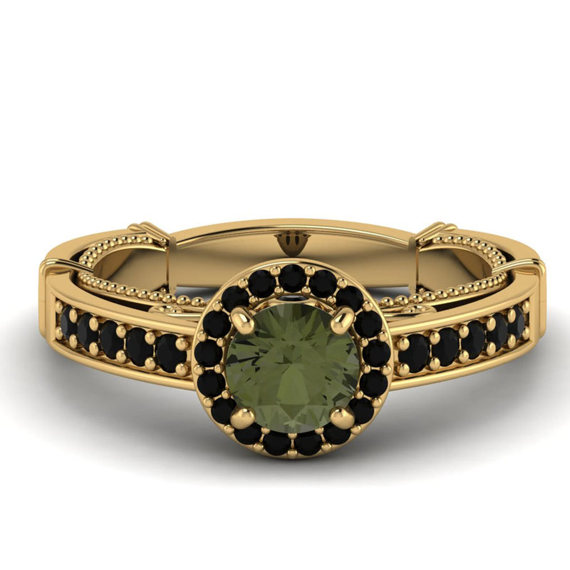 Moldavite ring, certified Czech Republic, silver, 18-carat gold plated High vibration jewelry