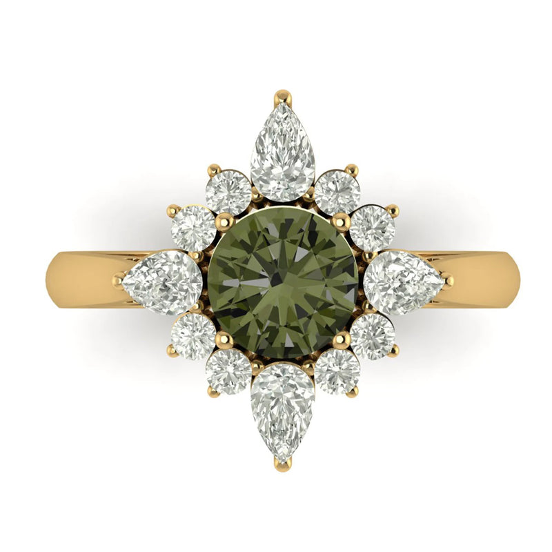 Moldavite ring, certified Czech Republic, silver, 18-carat gold plated High vibration jewelry