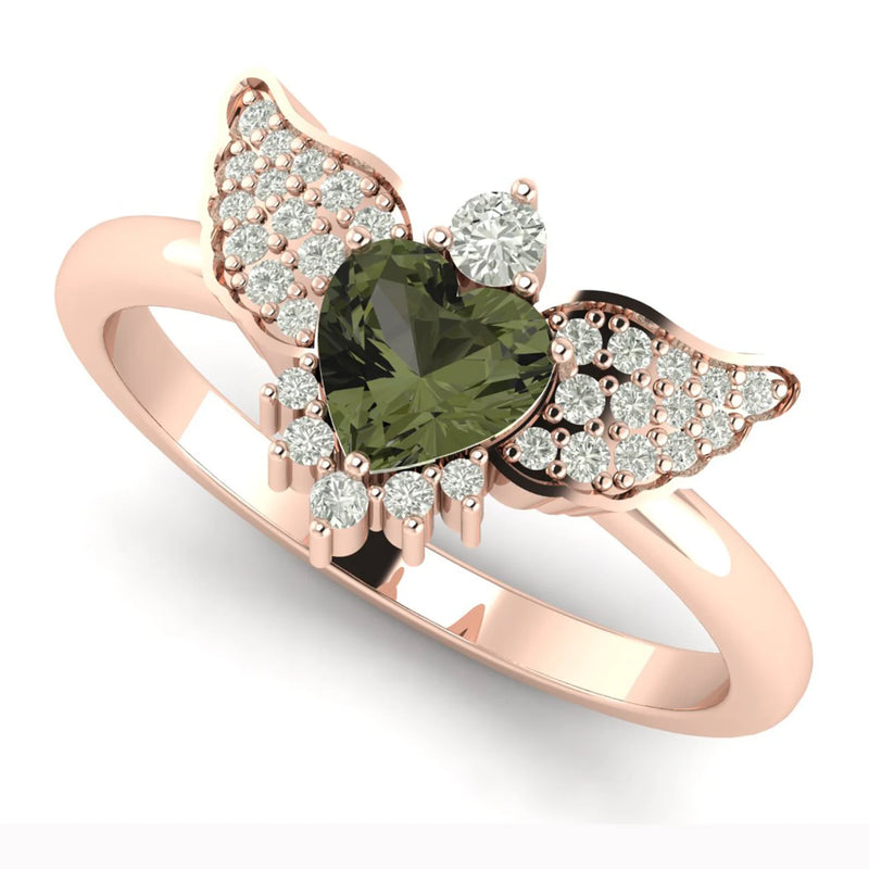 Moldavite ring, certified Czech Republic, silver, 18-carat gold plated High vibration jewelry