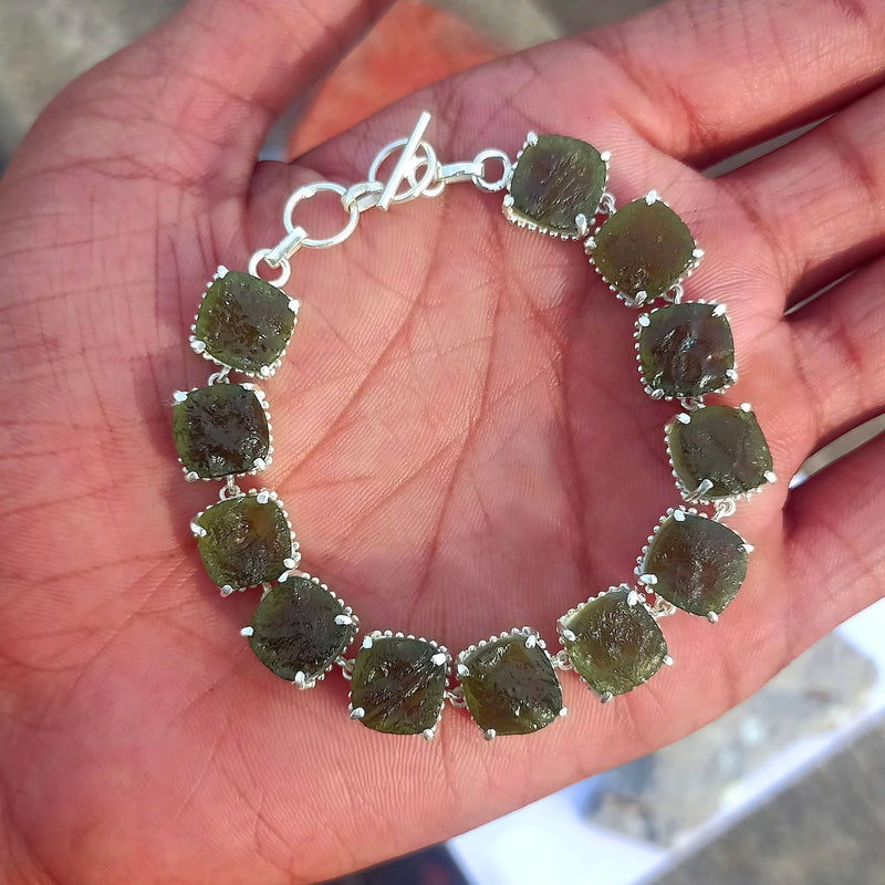 Real Moldavite Bracelet Czech Moldavite Bracelet Moldavite