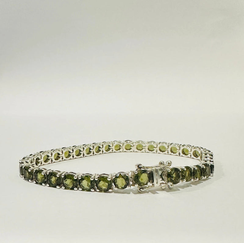 Unique Moldavite Bracelet, Tennis Bracelet, Green Gemstone Bracelet