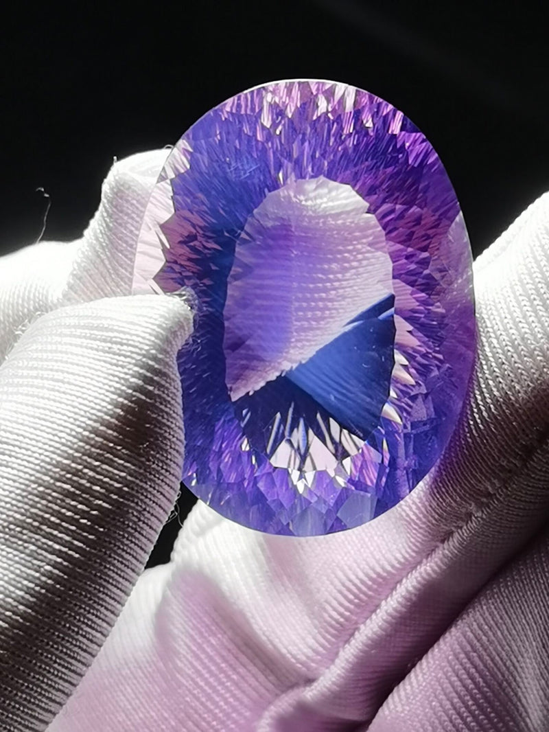 Rare Natural Brazilian Purple Lavender Moon Faceted Crystal Quartz Cabochon Healing Reiki Energy - Demon of Nepal