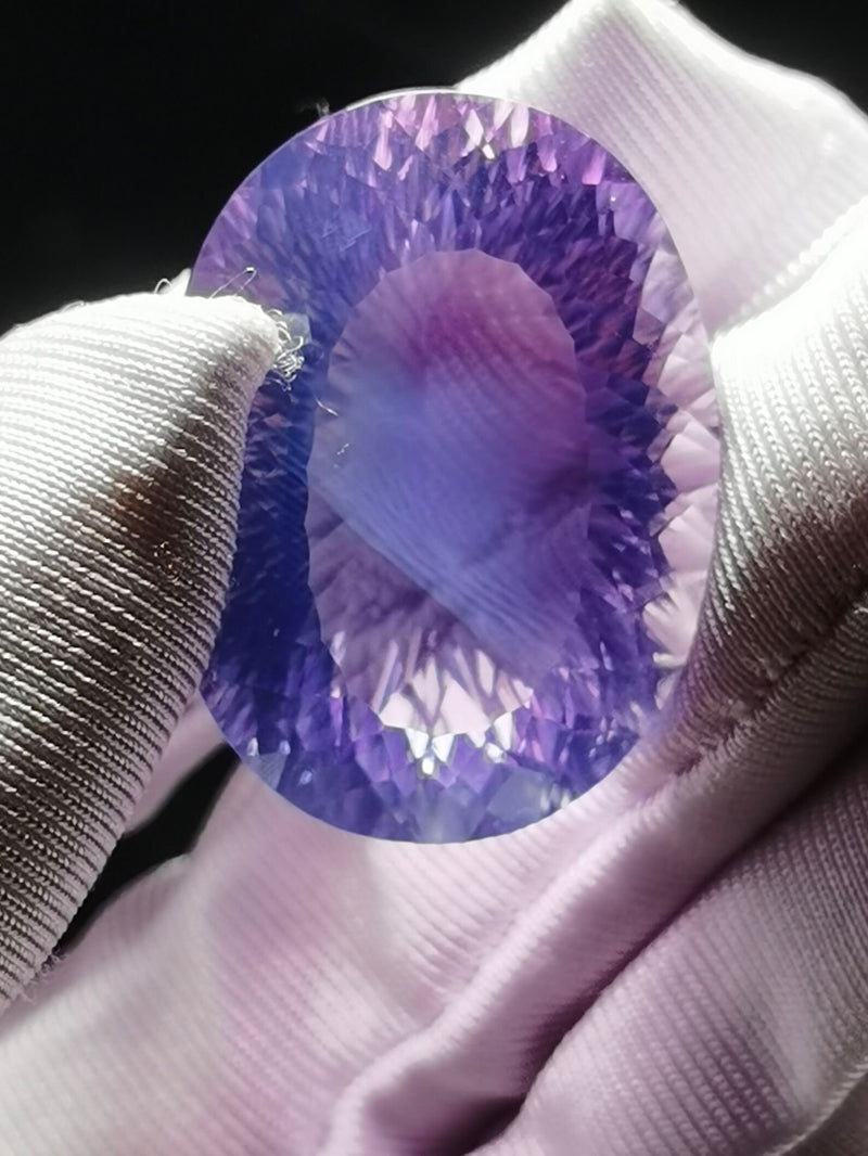 Rare Natural Brazilian Purple Lavender Moon Faceted Crystal Quartz Cabochon Healing Reiki Energy - Demon of Nepal