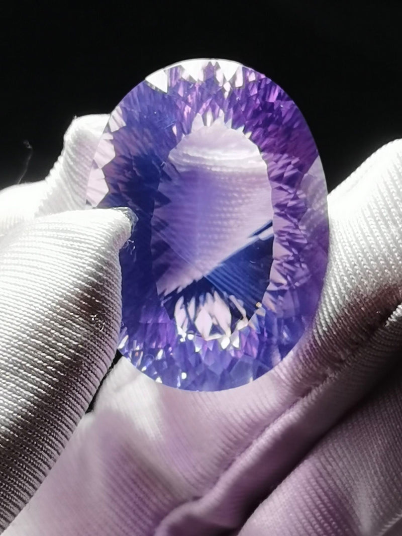 Rare Natural Brazilian Purple Lavender Moon Faceted Crystal Quartz Cabochon Healing Reiki Energy - Demon of Nepal