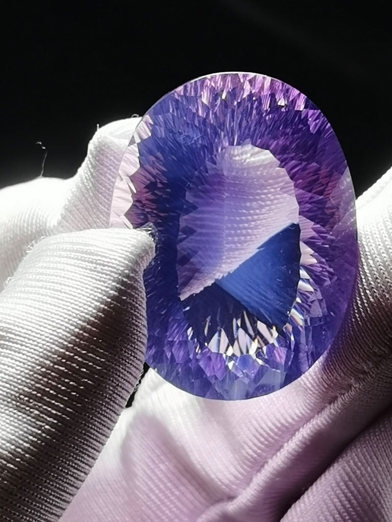 Rare Natural Brazilian Purple Lavender Moon Faceted Crystal Quartz Cabochon Healing Reiki Energy - Demon of Nepal