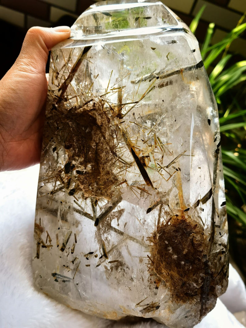 Giant Tibetan High Altitude Clear Tourmalated Crystal Quartz Healing Reiki Energy Spiritual - Demon of Nepal