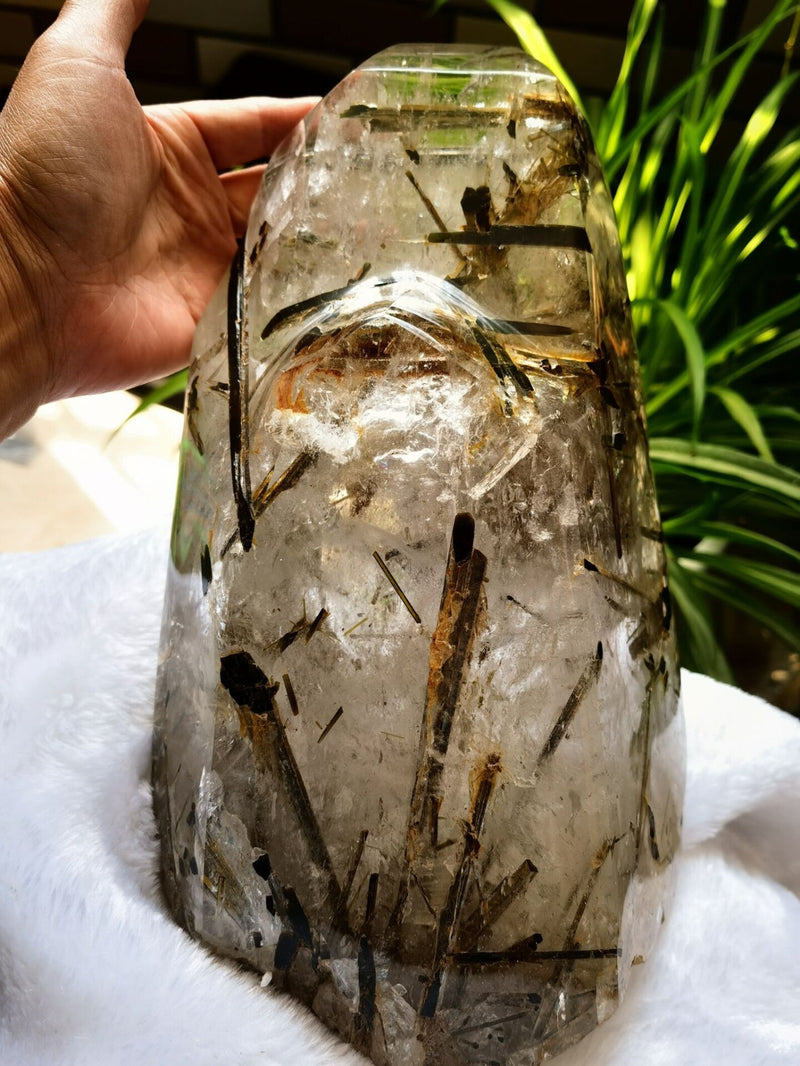 Giant Tibetan High Altitude Clear Tourmalated Crystal Quartz Healing Reiki Energy Spiritual - Demon of Nepal