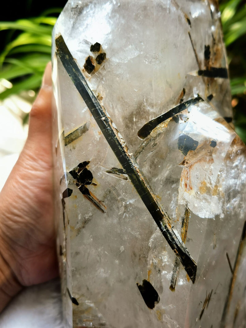 Giant Tibetan High Altitude Clear Tourmalated Crystal Quartz Healing Reiki Energy Spiritual - Demon of Nepal