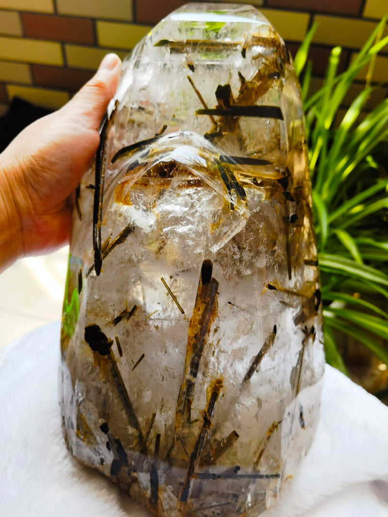 Giant Tibetan High Altitude Clear Tourmalated Crystal Quartz Healing Reiki Energy Spiritual - Demon of Nepal