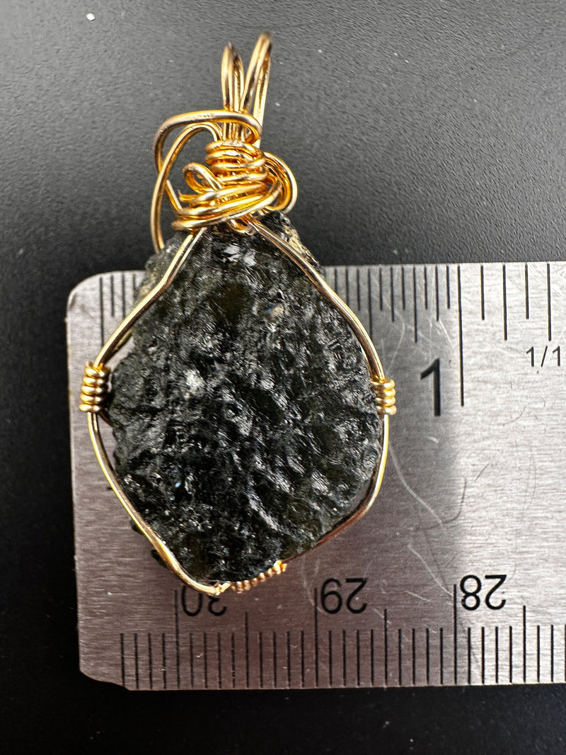 Gold Plated Necklace Natural Moldavite 4.8 Gr. Handmade Jewelry