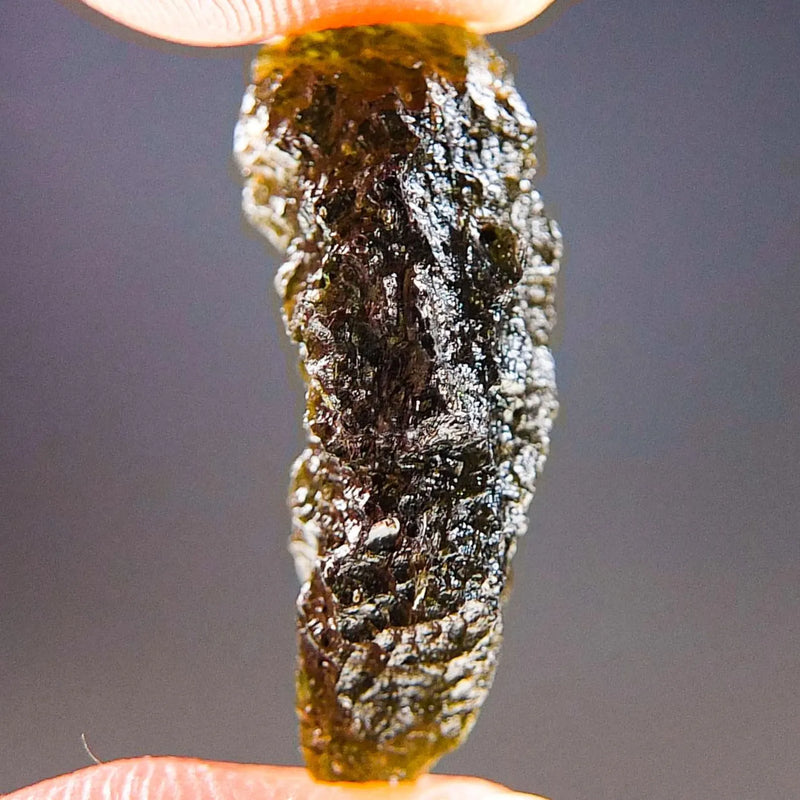 CERTIFIED Moldavite - Vibrant green, uncommon texture & shape