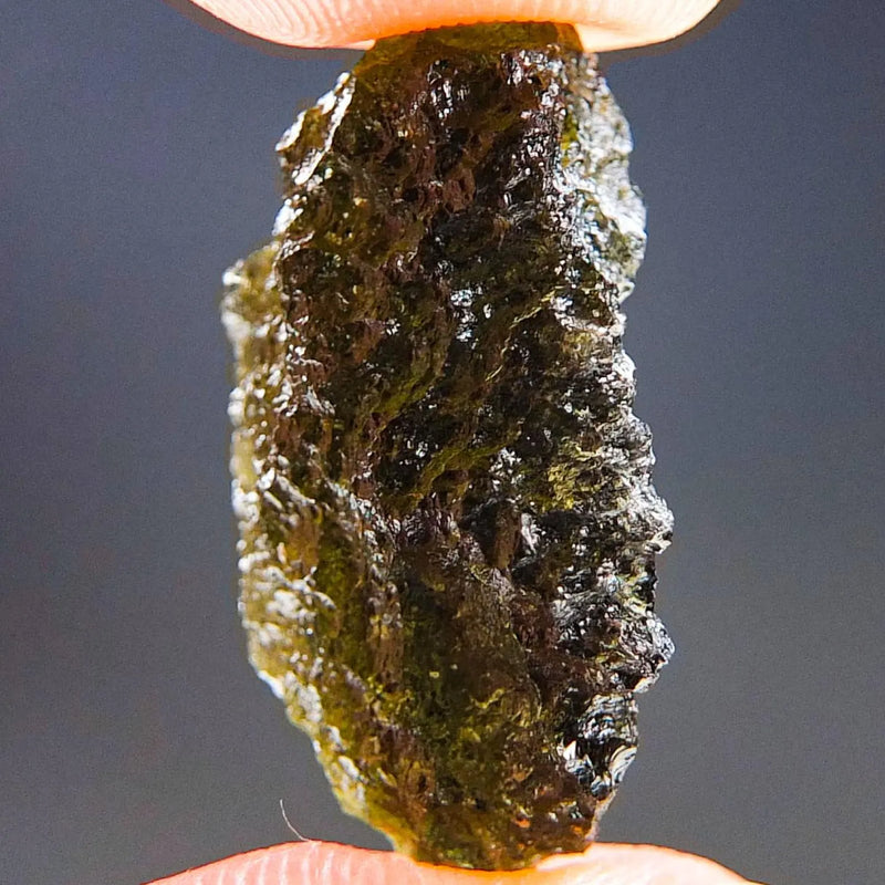 CERTIFIED Moldavite - Vibrant green, uncommon texture & shape