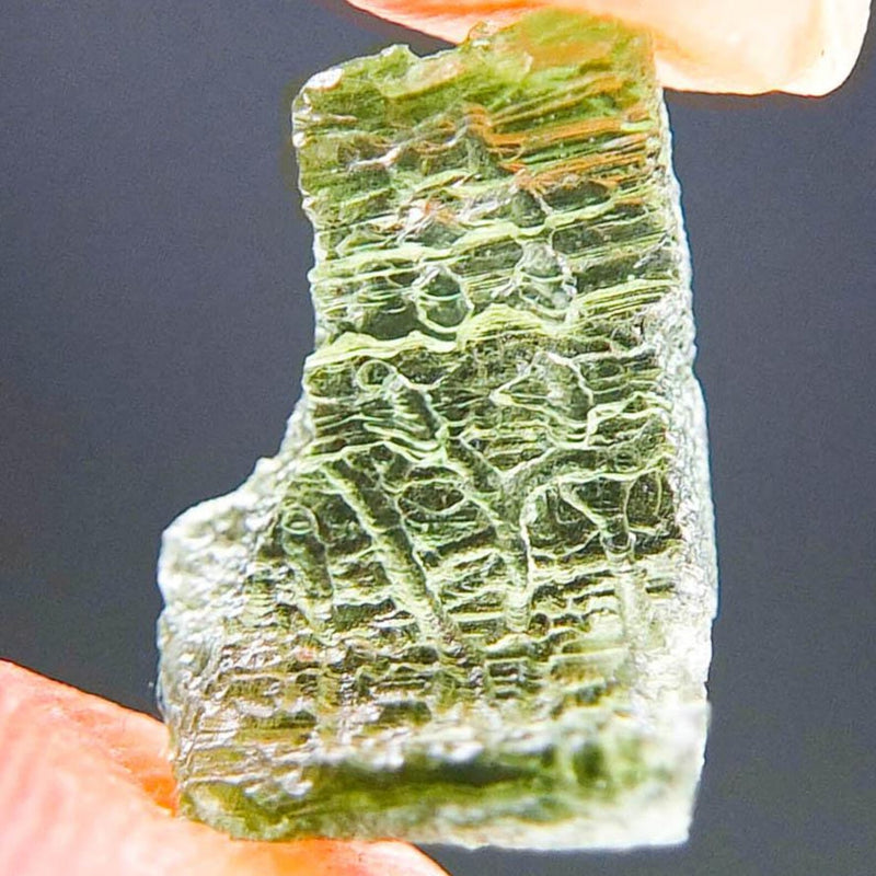 CERTIFIED Moldavite - Vibrant green, uncommon texture & shape